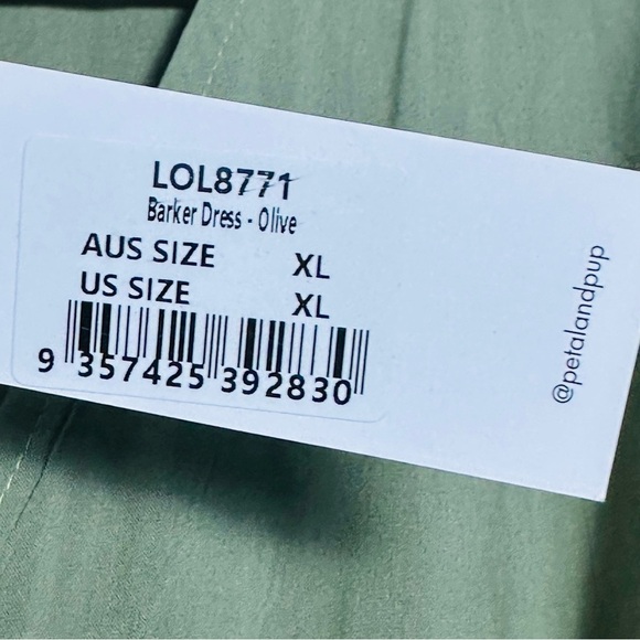 Petal and Pup Barker Mini Dress Olive Belted V-Neck XL NWT - Picture 13 of 13